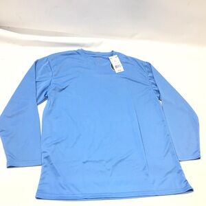 Kick Start Men's T-Shirt Cotton Jersey 2XL Knit Long Sleeve Crewneck Tee Blue